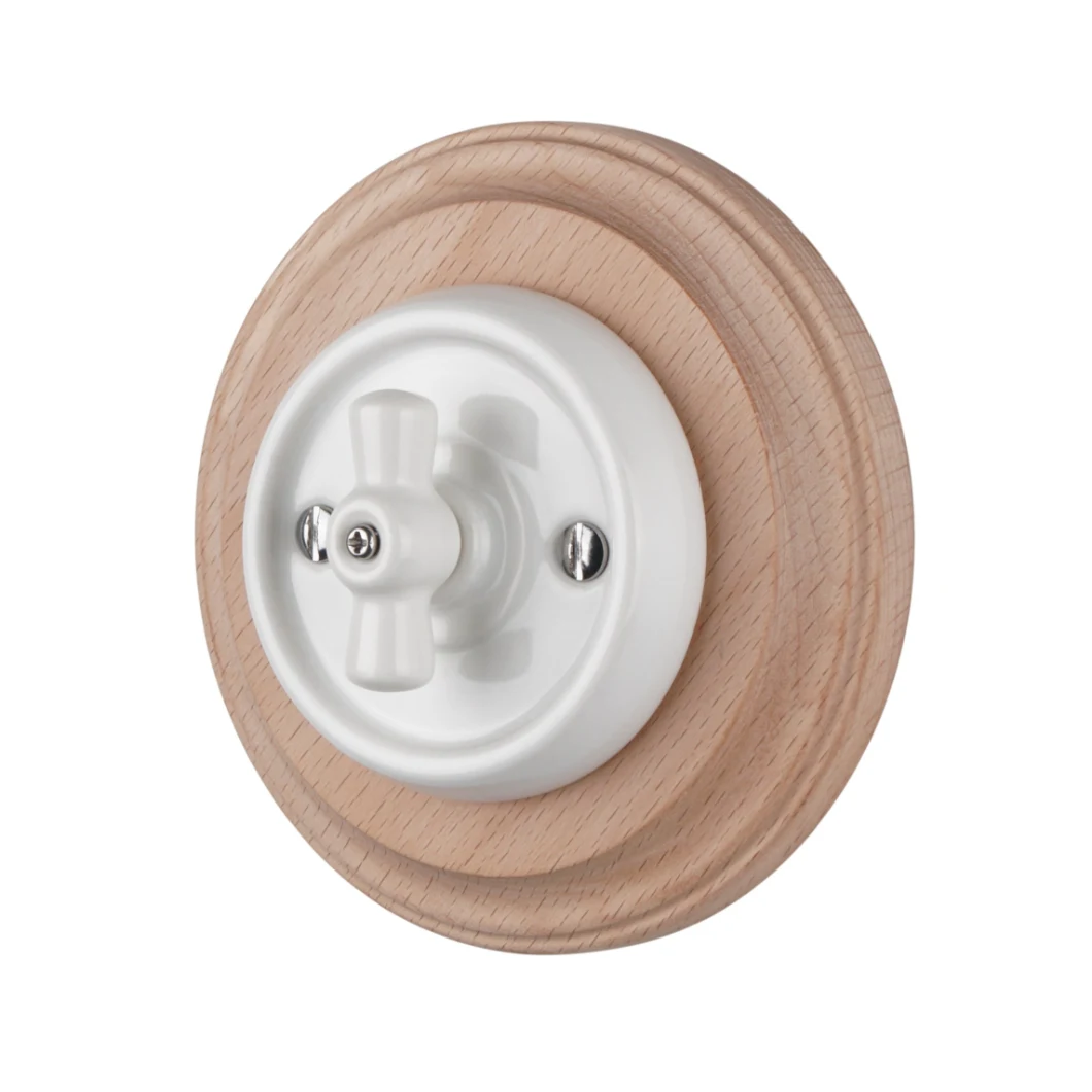 250V 10A Porcelain Material Wall Switch Round Rotary Electrical Switch for Controlling Bell