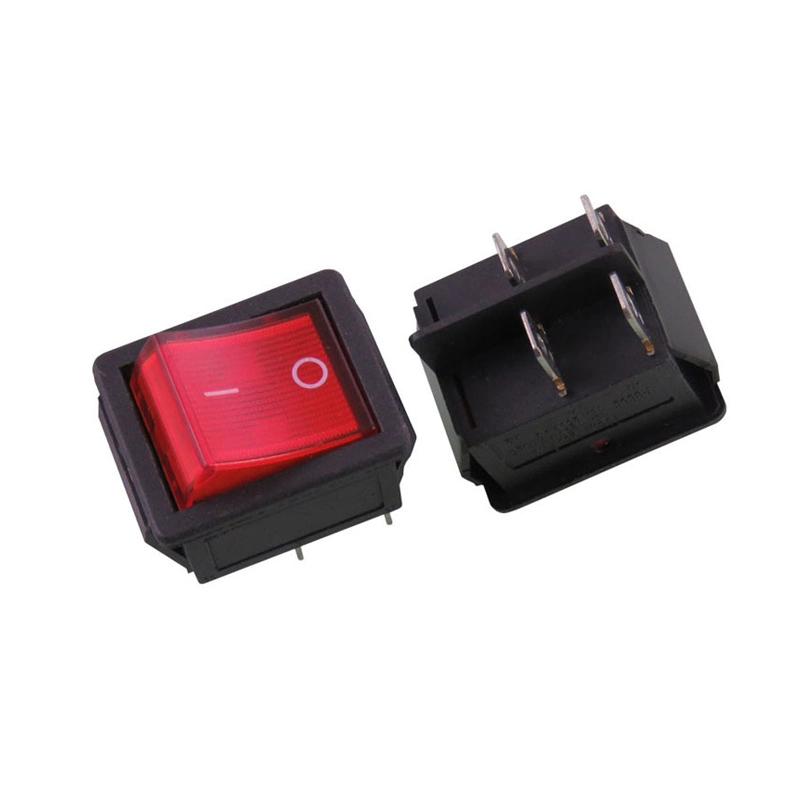 China Manufacturer High Current 35A 30A Kcd4 Dpdt on-off Power Push Switch Red LED Rocker Switch with Lighting