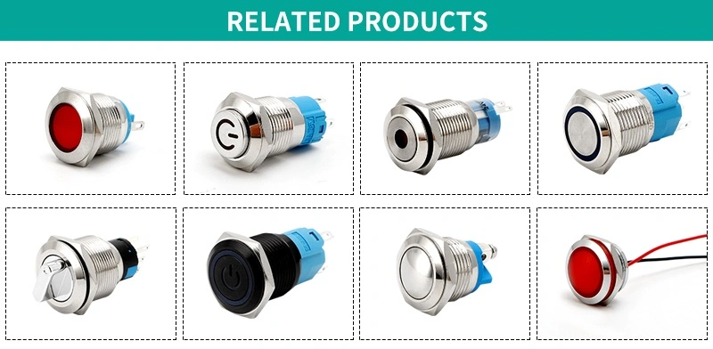 12mm on off Flat High Momentary Waterproof 12V Power Metal Push Button Switch