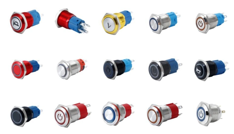 12mm 16mm 19mm 22mm 25mm 30mm Momentary Latching DC 12V LED Waterproof Metal Push Button Switch
