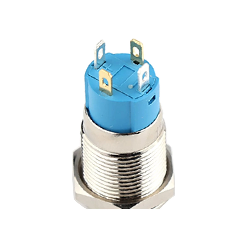 High Quality 16mm Solder Terminal Momentary Self Lock High Button SUS Metal Push Button Switch with Power Logo LED Light