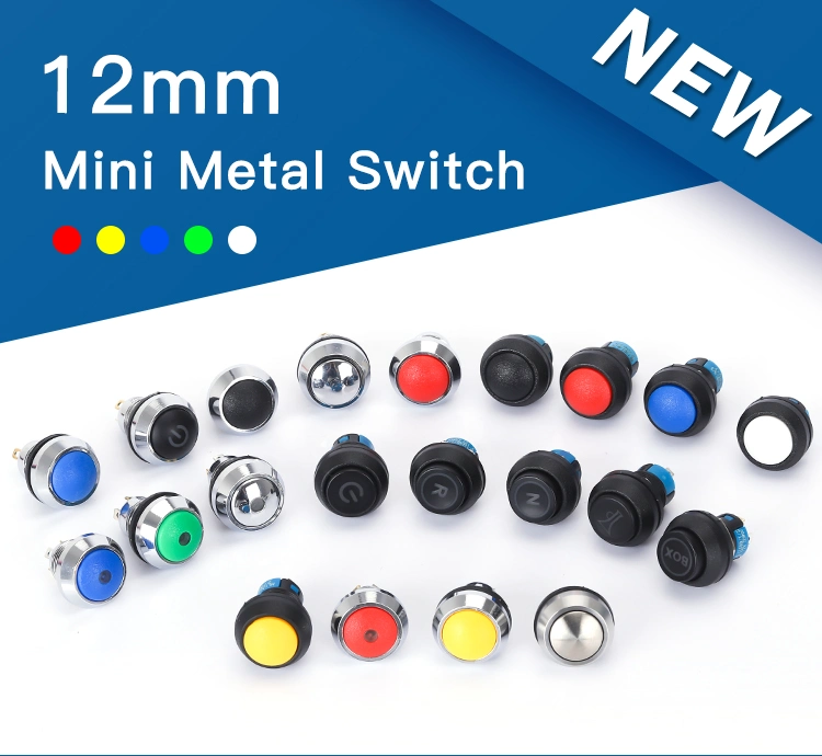 New Series Plastic Domed Head 12mm Push Button Self-Lock Type 5V DOT Illuminated Push Button Switch
