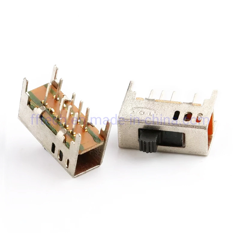 Factory Supply Ss-23D03 Snap-in DIP 8 Terminals 3 Gear Dual Poles Dp3t Toggle Switch Vertical Mini Slide Switch