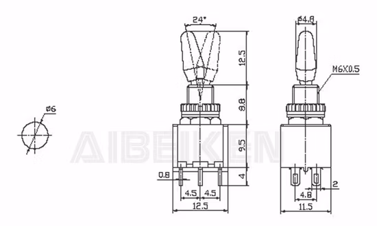 Knx-2-D1 Spdt Toggle Switch 3 Pins Mini Rocker Switch Miniature Marine Toggle Switch