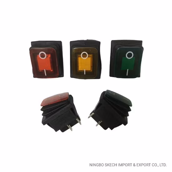 Waterproof Rocker Switch IP65 Panel Mount Neon Illuminated Momentary Switch on-off Push Button Switch 4pins/6pins with CE Approved (KCD4-003-BN)