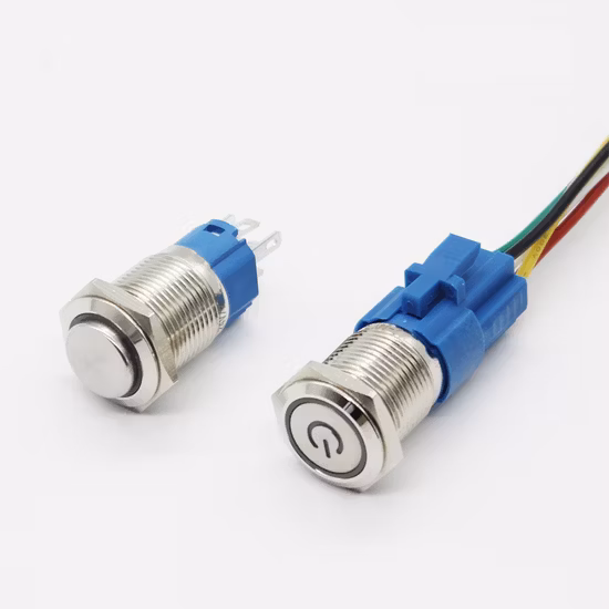 12mm 16mm 19mm 22mm 25mm 30mm Momentary Latching DC 12V LED Waterproof Metal Push Button Switch